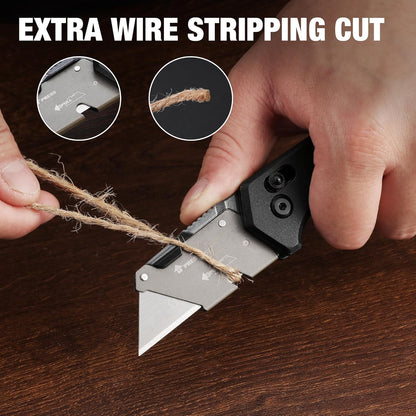Folding Utility Knife, Wood Handle Razor Knife