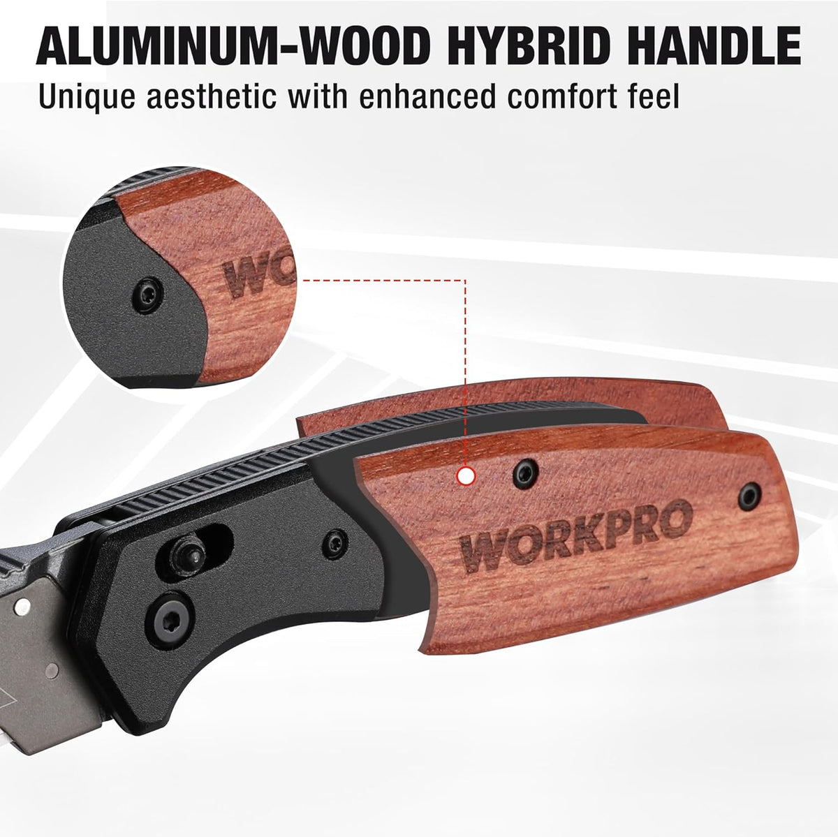 Folding Utility Knife, Wood Handle Razor Knife