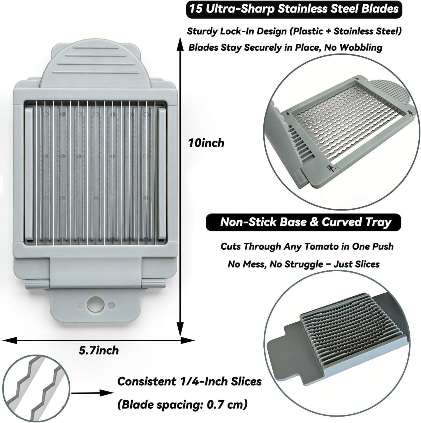 Tomato Slicer Manual | Stainless Steel, Mushroom, Avocado, Ham and Egg Cutter, Home Use