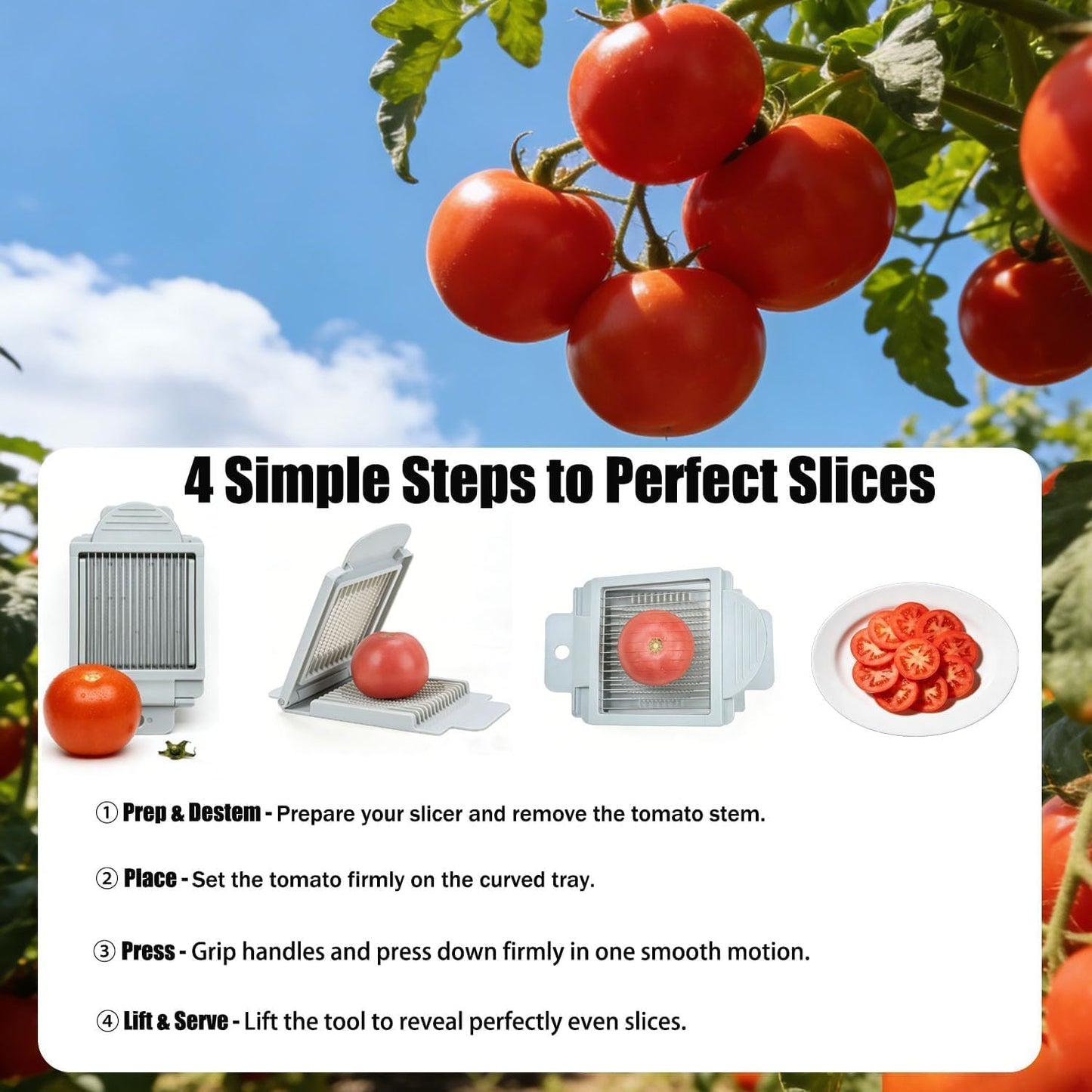 Tomato Slicer Manual | Stainless Steel, Mushroom, Avocado, Ham and Egg Cutter, Home Use