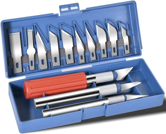 13-piece Precision Exacto Knife Set, including hobby and craft knives as well as blades, is the perfect choice for pumpkin carving, model making and DIY projects.