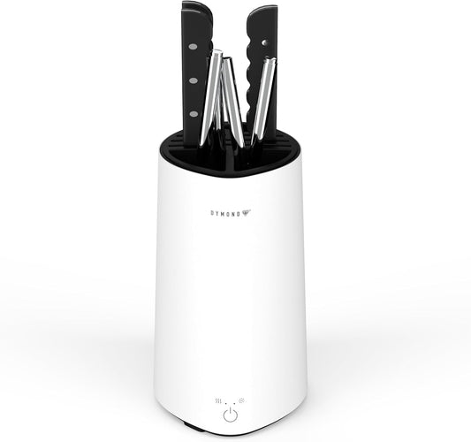 Universal Knife Block Holder Without Knives with Slots for Scissors and Sharpening Rod, Space Saver Knife Holder Storage Organizer for Kitchen Counter Detachable for Easy Cleaning (White)
