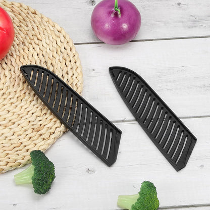 PP Safety Knife Cover Sleeves for 7" Santoku Knife, 2 Pack Knives Edge Guard Blade Protector Universal Knife Sheath for Kitchen Chef Knife, Black