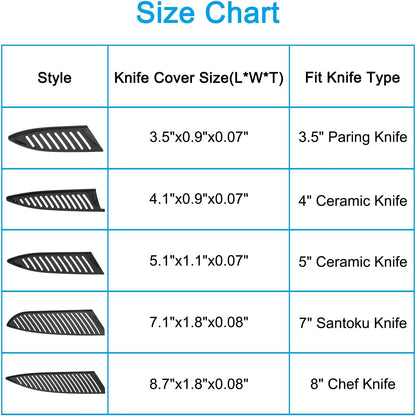 PP Safety Knife Cover Sleeves for 7" Santoku Knife, 2 Pack Knives Edge Guard Blade Protector Universal Knife Sheath for Kitchen Chef Knife, Black