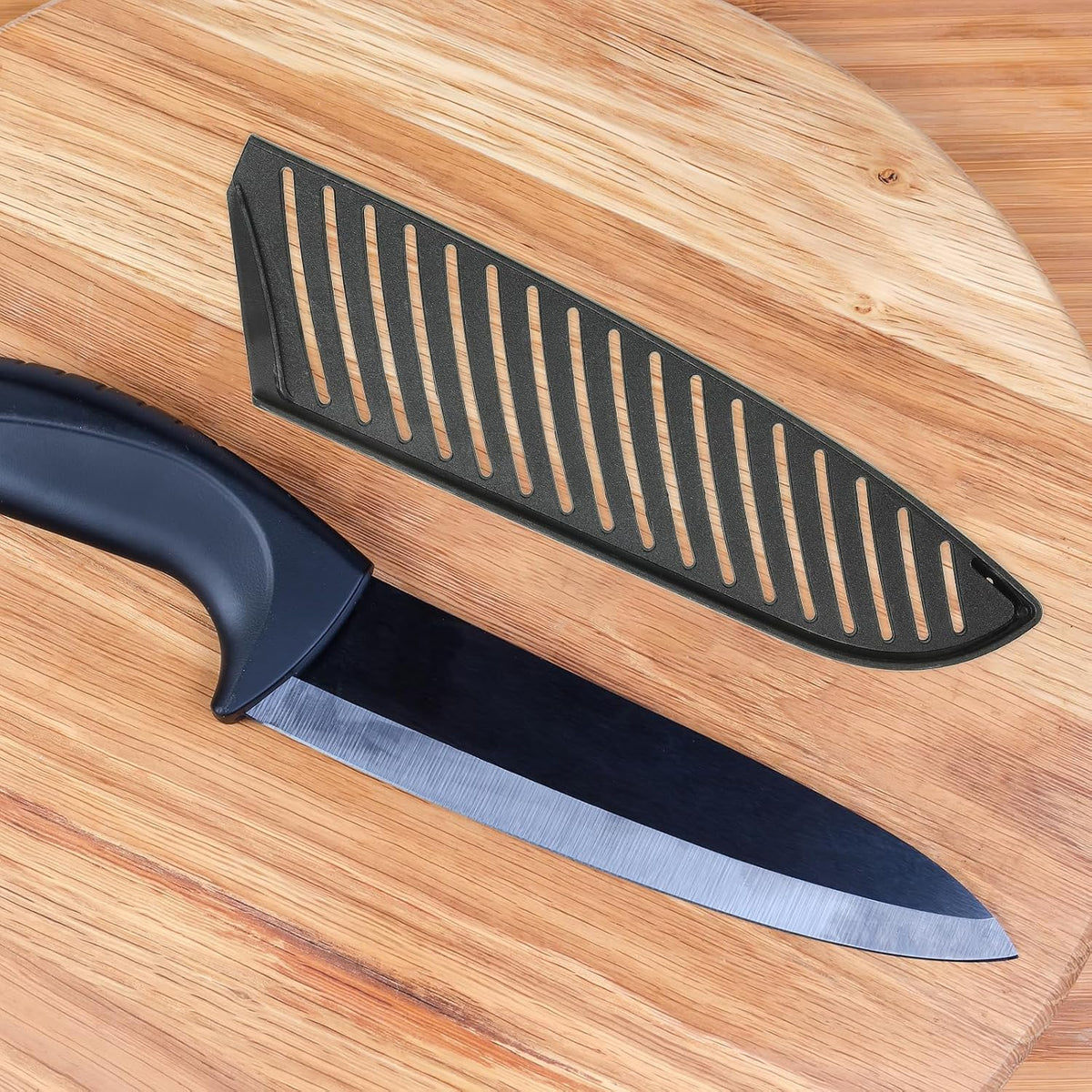 PP Safety Knife Cover Sleeves for 7" Santoku Knife, 2 Pack Knives Edge Guard Blade Protector Universal Knife Sheath for Kitchen Chef Knife, Black
