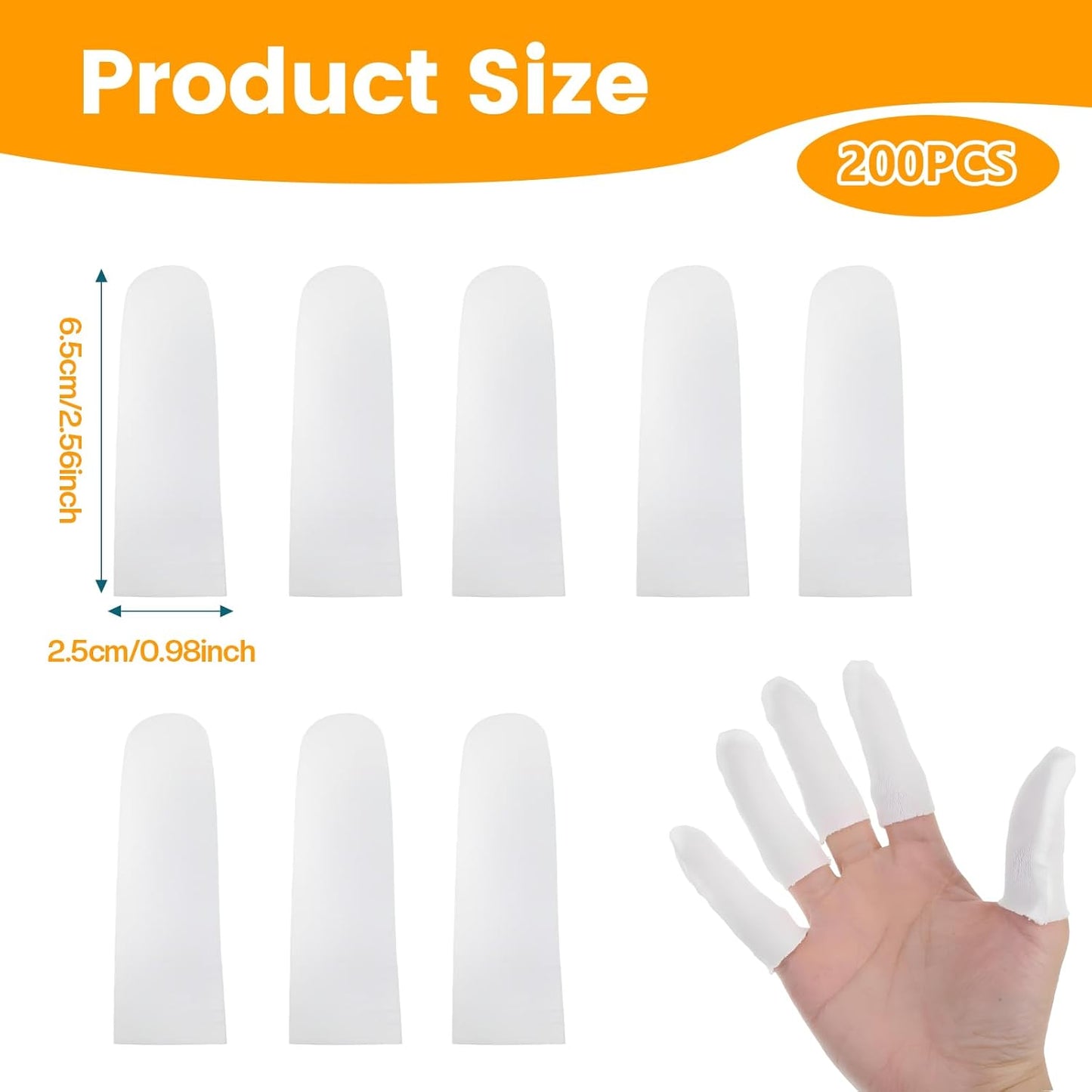 Cotton Finger Cots 200 Pcs – Breathable & Reusable Protectors | Comfortable cloth sleeves for fingertip & toe protection. Ideal for cuts, burns, wound care, crafts. Thumb guards, reusable