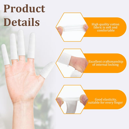 Cotton Finger Cots 200 Pcs – Breathable & Reusable Protectors | Comfortable cloth sleeves for fingertip & toe protection. Ideal for cuts, burns, wound care, crafts. Thumb guards, reusable