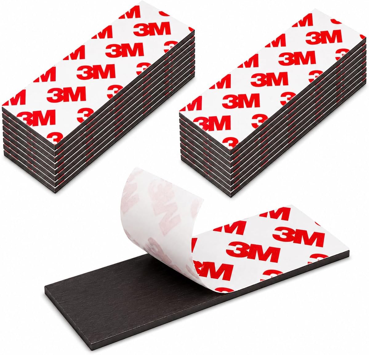 16 Pack Magnetic Strip, Magnetic Tape with Adhesive Backing, Magnet Strips Heavy Duty (3" X 1") Strong Adhesive Magnetic Strips for DIY, Fridge, Whiteboard, Crafts, Signs, Cabinet（Right Angle）