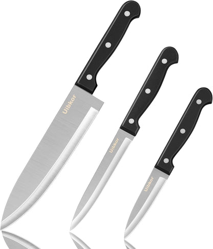Kitchen Knife, 3-Pcs Knife Set, 8 Inch Chef Knife, 5 Inch Utility Knife | 3.5 Inch Paring Knife, Ultra Sharp Chef's Knives in High Carbon Stainless Steel, Ideal for Cooking, Chopping, Slicing and BBQ