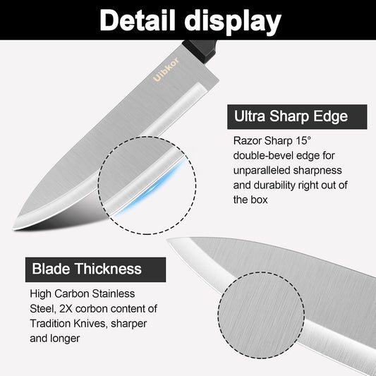 Kitchen Knife, 3-Pcs Knife Set, 8 Inch Chef Knife, 5 Inch Utility Knife | 3.5 Inch Paring Knife, Ultra Sharp Chef's Knives in High Carbon Stainless Steel, Ideal for Cooking, Chopping, Slicing and BBQ