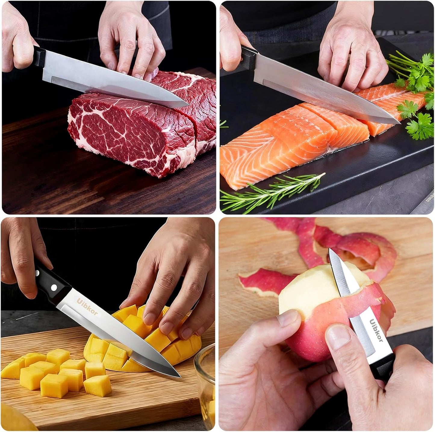 Kitchen Knife, 3-Pcs Knife Set, 8 Inch Chef Knife, 5 Inch Utility Knife | 3.5 Inch Paring Knife, Ultra Sharp Chef's Knives in High Carbon Stainless Steel, Ideal for Cooking, Chopping, Slicing and BBQ