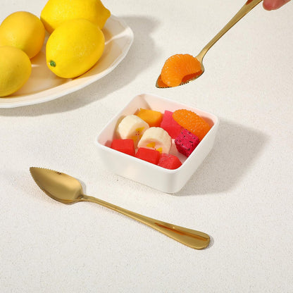 5 Pcs Grapefruit Spoons and Knife Set Gold Stainless Steel Serrated Utensils for Citrus Kiwi Melon Lemon Puree Dishwasher Safe