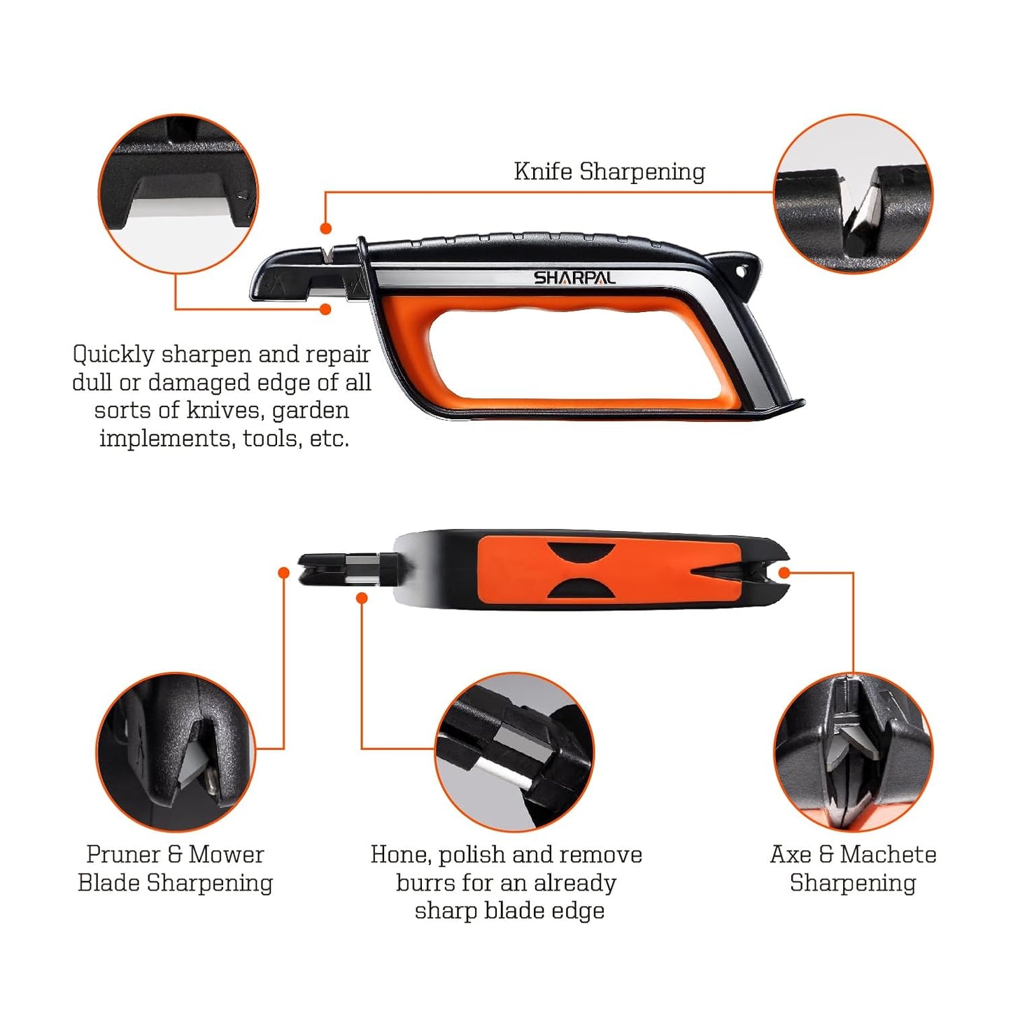 103N All-in-1 Knife Garden Tool Multi-Sharpener for Lawn Mower Blade, Axe, Hatchet, Machete, Pruner, Hedge Shears, Scissors Gifts for Men | Lawn Mower Blade, Axe, Hatchet, Machete, Pruner, Hedge Shears, Scissors, Gardening Sharpening Tool Gifts for Men