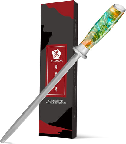 Sharpening Steel Rod, 9 Inch Kitchen Knife Sharpening Rod,Professional Honing Steel,High Carbon Stainless Steel Knife Sharpener