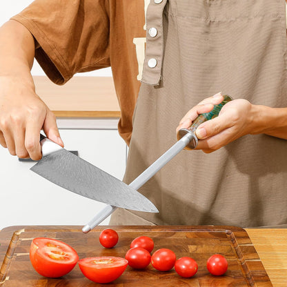 Sharpening Steel Rod, 9 Inch Kitchen Knife Sharpening Rod,Professional Honing Steel,High Carbon Stainless Steel Knife Sharpener