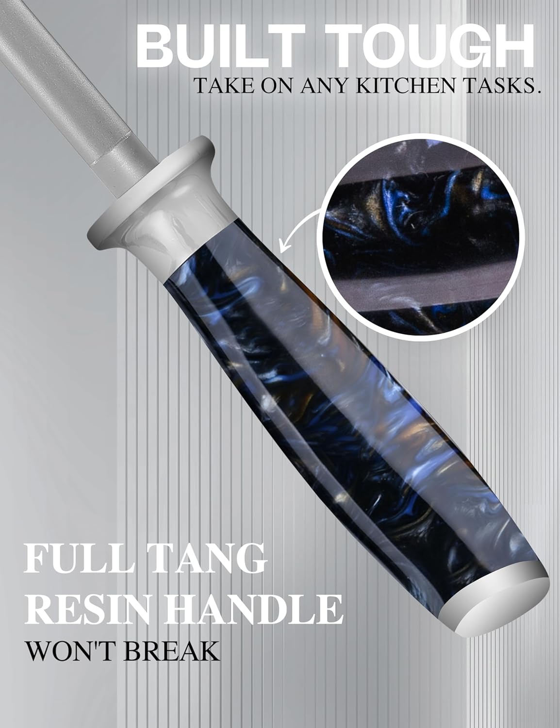 Sharpening Steel Rod, 9 Inch Kitchen Knife Sharpening Rod,Professional Honing Steel,High Carbon Stainless Steel Knife Sharpener