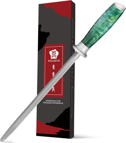 Sharpening Steel Rod, 9 Inch Kitchen Knife Sharpening Rod,Professional Honing Steel,High Carbon Stainless Steel Knife Sharpener