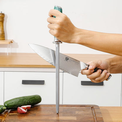 Sharpening Steel Rod, 9 Inch Kitchen Knife Sharpening Rod,Professional Honing Steel,High Carbon Stainless Steel Knife Sharpener