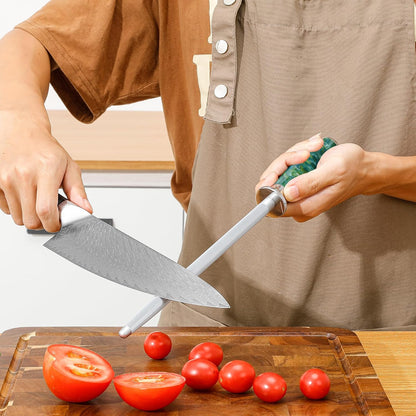 Sharpening Steel Rod, 9 Inch Kitchen Knife Sharpening Rod,Professional Honing Steel,High Carbon Stainless Steel Knife Sharpener