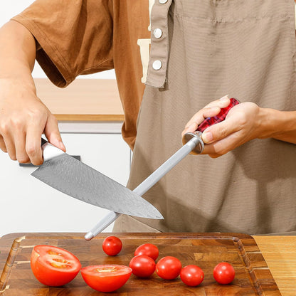Sharpening Steel Rod, 9 Inch Kitchen Knife Sharpening Rod,Professional Honing Steel,High Carbon Stainless Steel Knife Sharpener