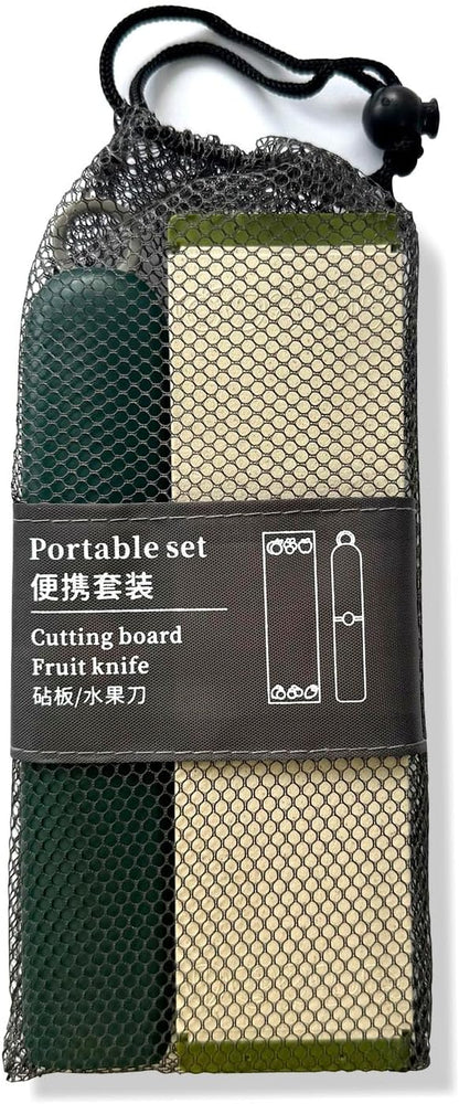 5-in-1 Small Cutting Board Set,Multifunctional Travel Stainless Steel Fruit Knife with cover,Outdoor Portable Peeling Fruit Potato Peeler for Travel, Camping, Kitchen (green)