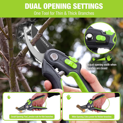 2-Pack Garden Pruning Shears, 8" Bypass & 6.25" Straight Shears