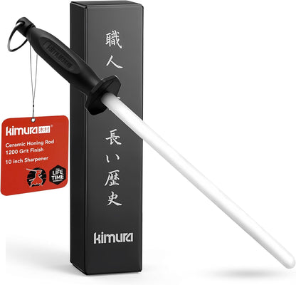 ® Professional Honing Steel, 10 inch Honing Rod, Carbon Steel Knife Sharpener, Magnetized Steel, Ergonomic & Balanced Polypropylene Handle, Ideal for All Chef Knives, Japanese Gift Box