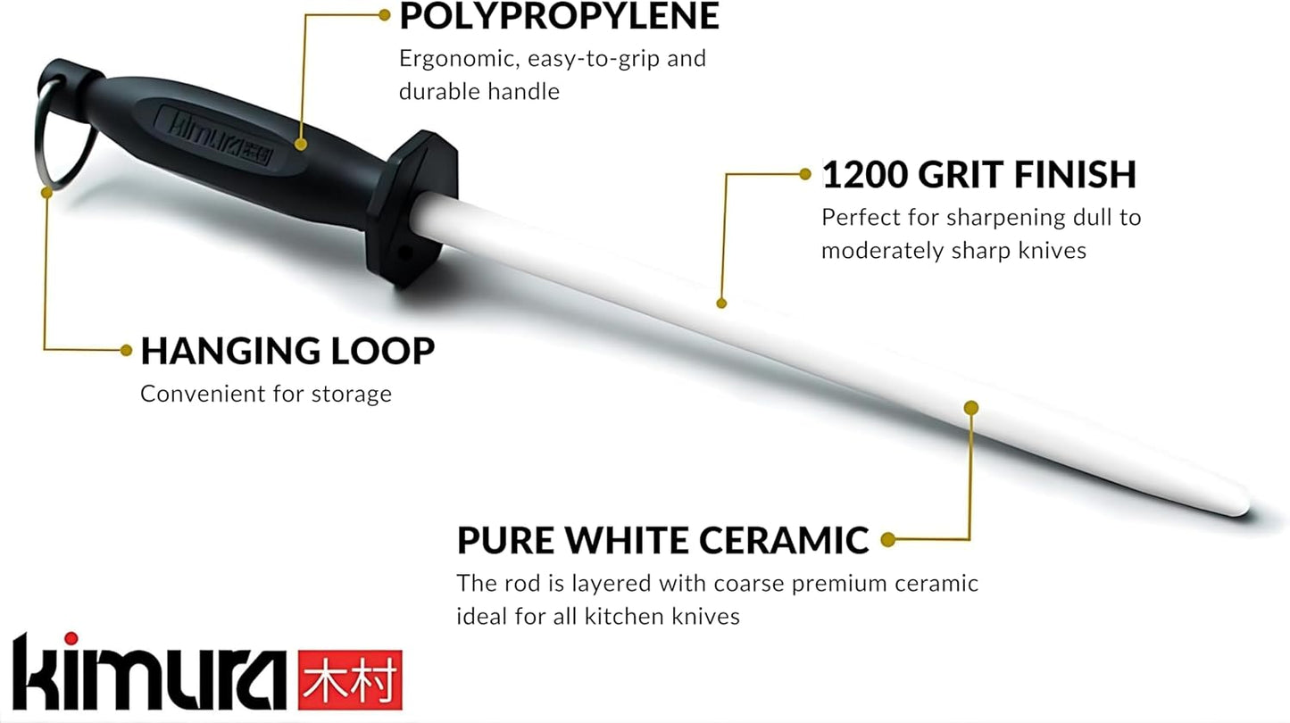 ® Professional Honing Steel, 10 inch Honing Rod, Carbon Steel Knife Sharpener, Magnetized Steel, Ergonomic & Balanced Polypropylene Handle, Ideal for All Chef Knives, Japanese Gift Box