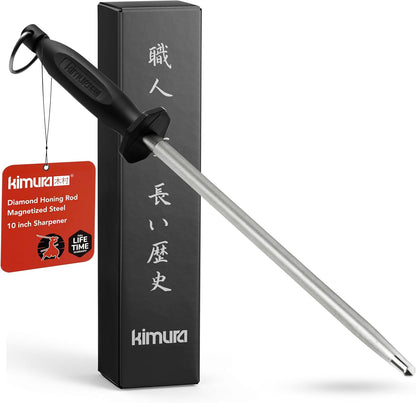 ® Professional Honing Steel, 10 inch Honing Rod, Carbon Steel Knife Sharpener, Magnetized Steel, Ergonomic & Balanced Polypropylene Handle, Ideal for All Chef Knives, Japanese Gift Box
