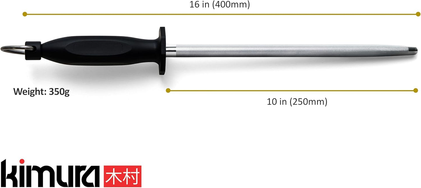 ® Professional Honing Steel, 10 inch Honing Rod, Carbon Steel Knife Sharpener, Magnetized Steel, Ergonomic & Balanced Polypropylene Handle, Ideal for All Chef Knives, Japanese Gift Box