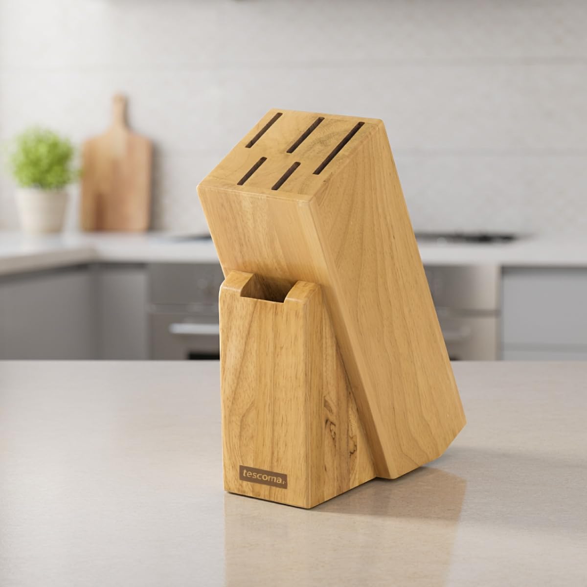 universal wooden knife block without knives (5 Knives and Scissors/Sharpening Steel)