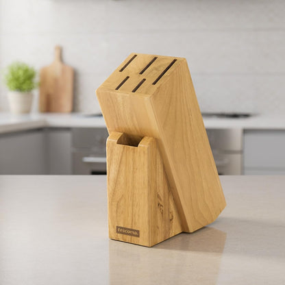 universal wooden knife block without knives (5 Knives and Scissors/Sharpening Steel)