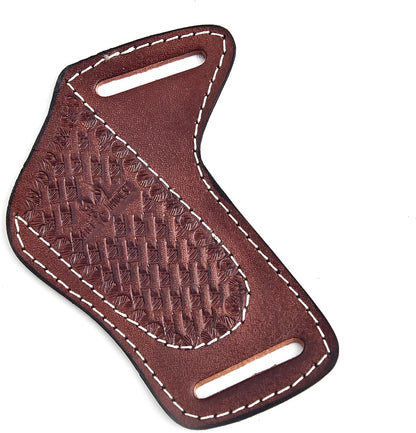 Handmade Leather Knife Sheath for Belt – Compact 4" Pocket Folding Knife Holder, EDC Tools Holster, Durable Carry Case for Everyday Knives, Brown