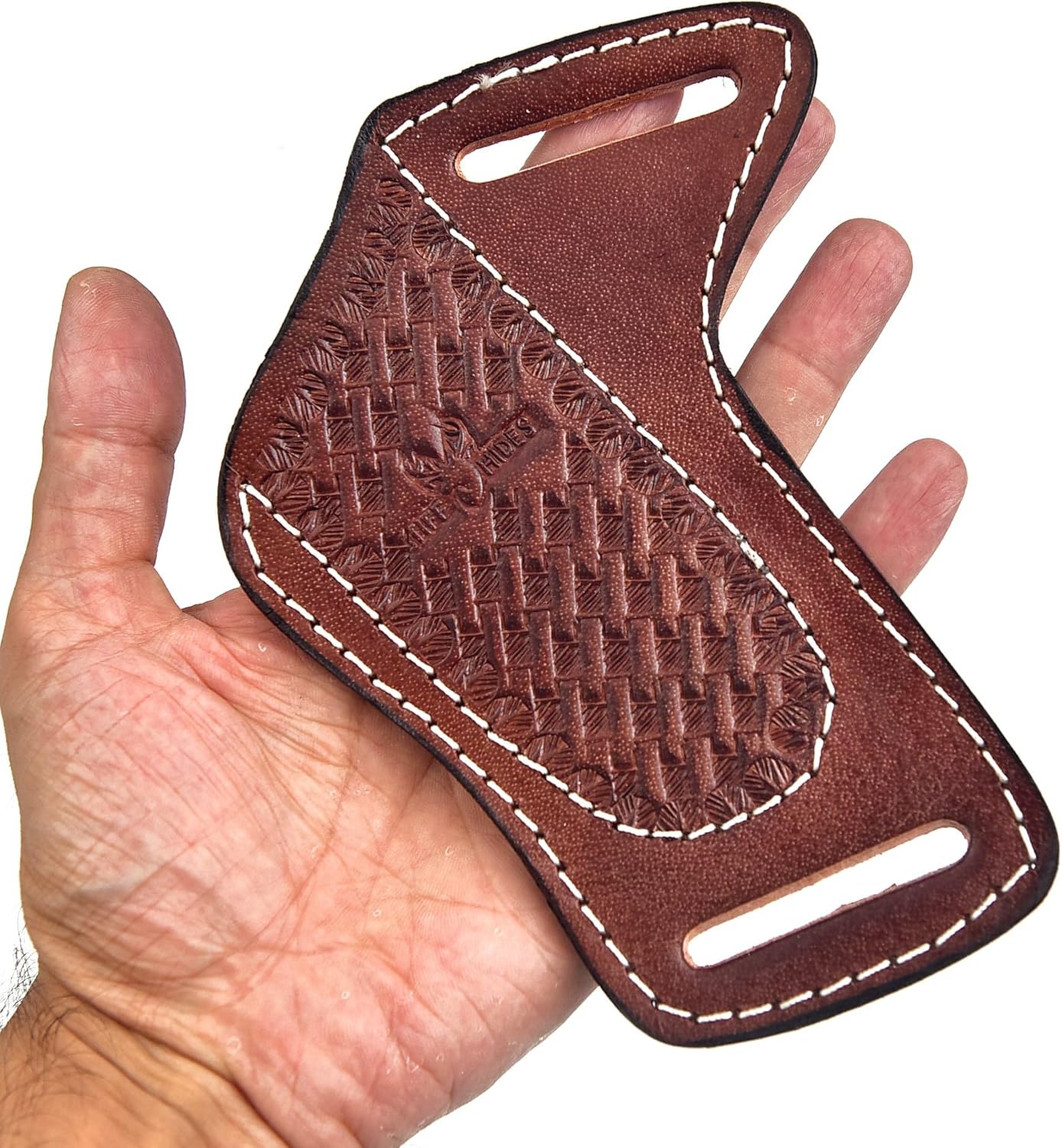 Handmade Leather Knife Sheath for Belt – Compact 4" Pocket Folding Knife Holder, EDC Tools Holster, Durable Carry Case for Everyday Knives, Brown