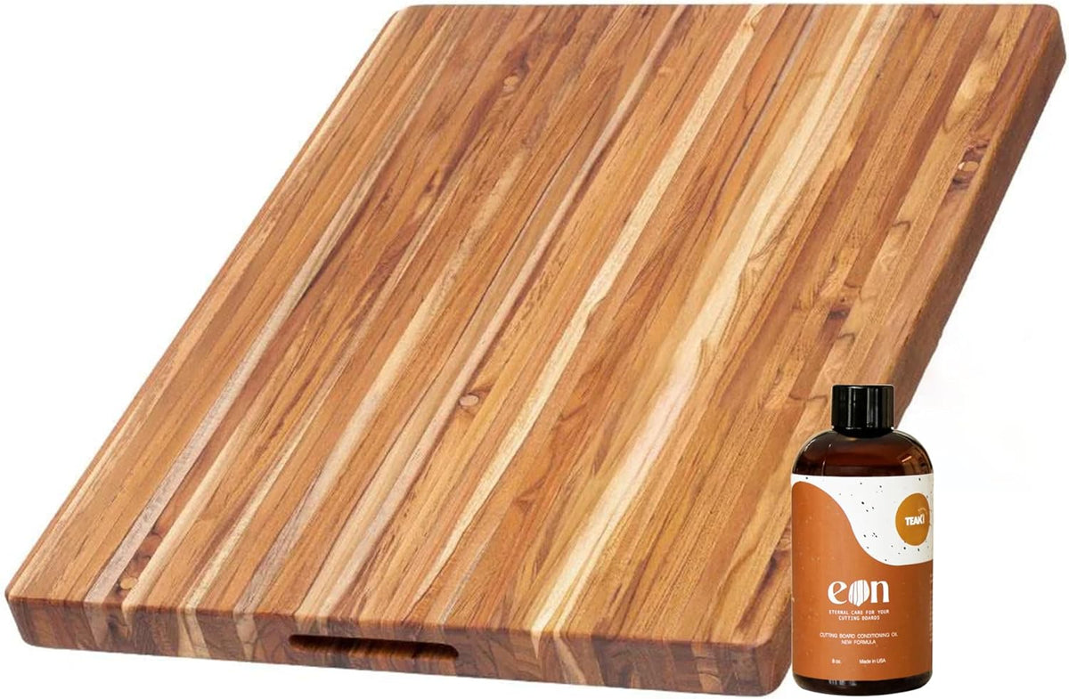 Cutting Board - Extra Large (XL) Teak Wood Cutting Board 24”L x 18”W x 1.5” Thick - Sustainably Harvested and FSC Certified - Knife Friendly with Natural Oil Finish