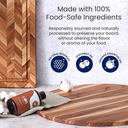 Cutting Board - Extra Large (XL) Teak Wood Cutting Board 24”L x 18”W x 1.5” Thick - Sustainably Harvested and FSC Certified - Knife Friendly with Natural Oil Finish