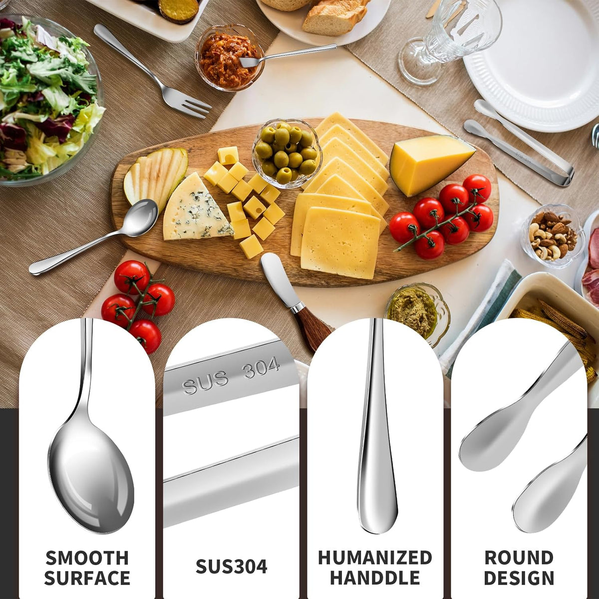 Charcuterie Boards Accessories(29 PCS) Cheese Spreaders for Charcuterie Board Mini Serving Spoon Fork Tongs Blank Toothpick Flags Bowl