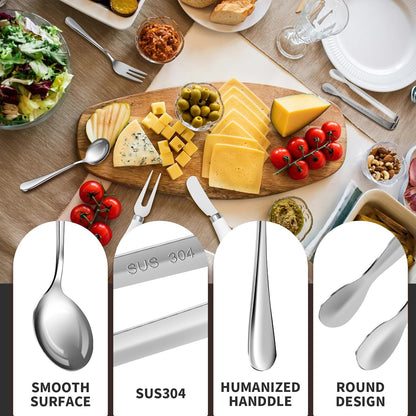 Charcuterie Boards Accessories(29 PCS) Cheese Spreaders for Charcuterie Board Mini Serving Spoon Fork Tongs Blank Toothpick Flags Bowl