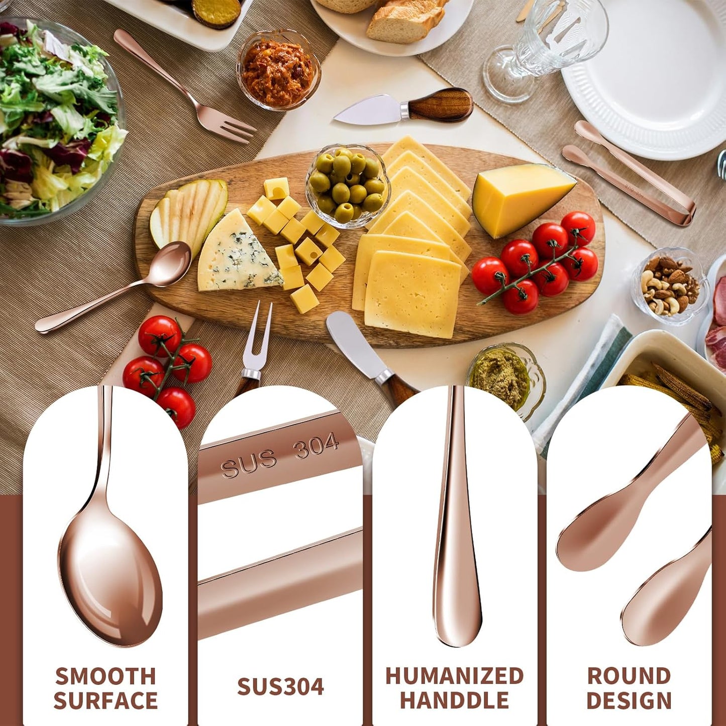 Charcuterie Boards Accessories(29 PCS) Cheese Spreaders for Charcuterie Board Mini Serving Spoon Fork Tongs Blank Toothpick Flags Bowl