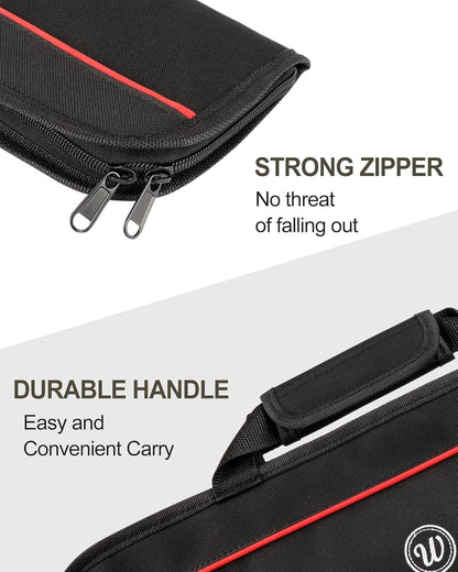 Chef Knife Bag(5 Slots), Knife Case Nylon Kitchen Storage Knife Carrying Pouch Red