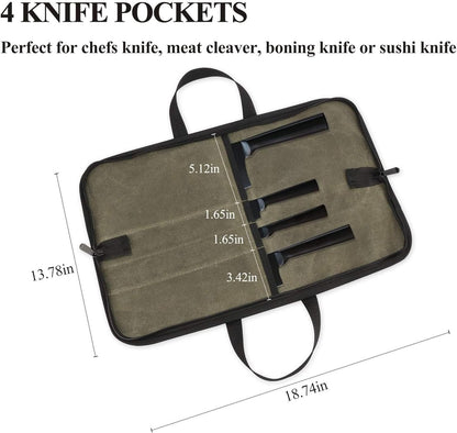 Chef Knife Bag(5 Slots), Knife Case Nylon Kitchen Storage Knife Carrying Pouch Red