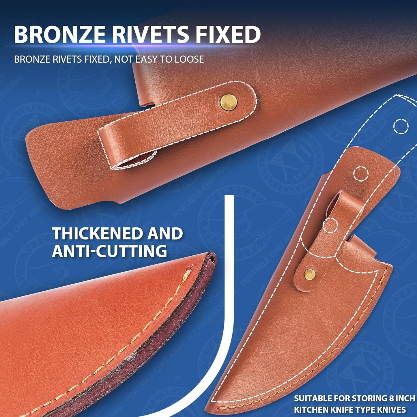 Leather Sheath For 6 Inch Boning Knife Edge Guards Blade Protector Cleaver Chef Knives Cover With Loop Belt For Outdoor Camping | Edge Guards Blade Protector, Cleaver Chef Knives Cover, Loop Belt, Outdoor Camping