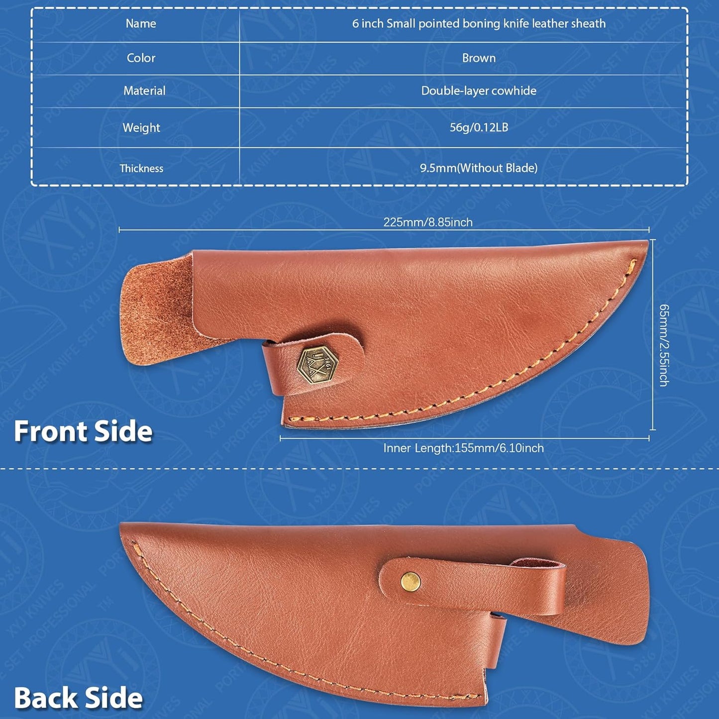 Leather Sheath For 6 Inch Boning Knife Edge Guards Blade Protector Cleaver Chef Knives Cover With Loop Belt For Outdoor Camping | Edge Guards Blade Protector, Cleaver Chef Knives Cover, Loop Belt, Outdoor Camping