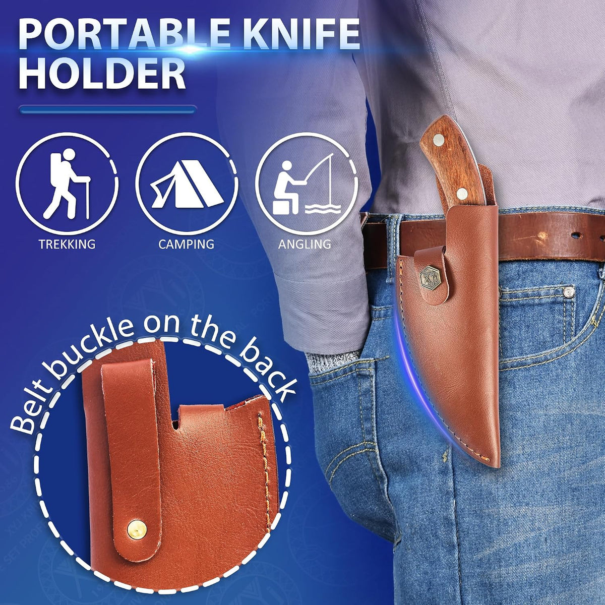 Leather Sheath For 6 Inch Boning Knife Edge Guards Blade Protector Cleaver Chef Knives Cover With Loop Belt For Outdoor Camping | Edge Guards Blade Protector, Cleaver Chef Knives Cover, Loop Belt, Outdoor Camping