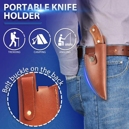 Leather Sheath For 6 Inch Boning Knife Edge Guards Blade Protector Cleaver Chef Knives Cover With Loop Belt For Outdoor Camping | Edge Guards Blade Protector, Cleaver Chef Knives Cover, Loop Belt, Outdoor Camping