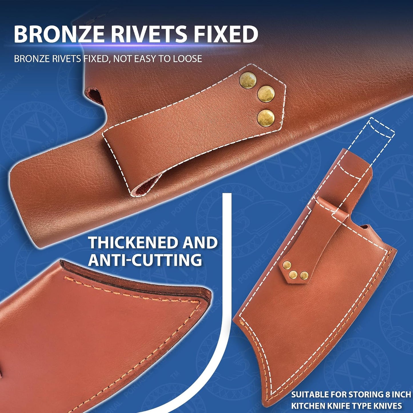 Leather Sheath For 6 Inch Boning Knife Edge Guards Blade Protector Cleaver Chef Knives Cover With Loop Belt For Outdoor Camping | Edge Guards Blade Protector, Cleaver Chef Knives Cover, Loop Belt, Outdoor Camping