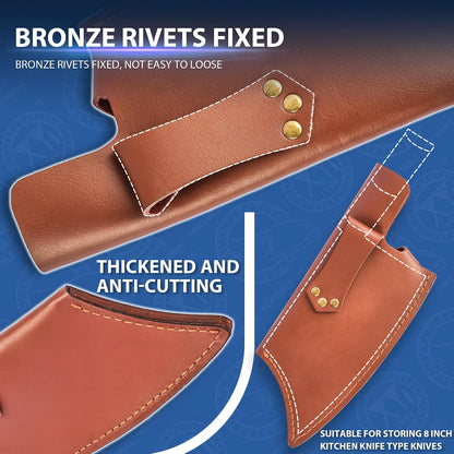 Leather Sheath For 6 Inch Boning Knife Edge Guards Blade Protector Cleaver Chef Knives Cover With Loop Belt For Outdoor Camping | Edge Guards Blade Protector, Cleaver Chef Knives Cover, Loop Belt, Outdoor Camping