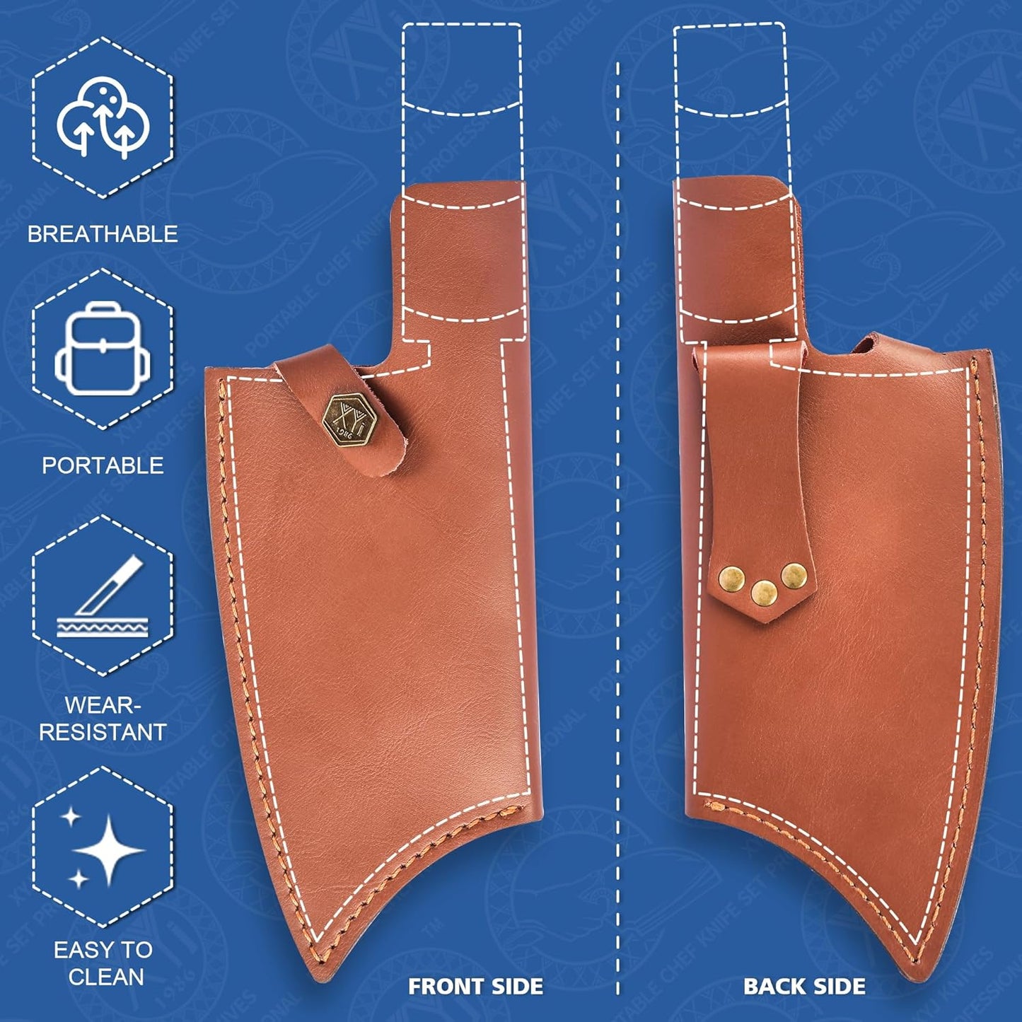 Leather Sheath For 6 Inch Boning Knife Edge Guards Blade Protector Cleaver Chef Knives Cover With Loop Belt For Outdoor Camping | Edge Guards Blade Protector, Cleaver Chef Knives Cover, Loop Belt, Outdoor Camping