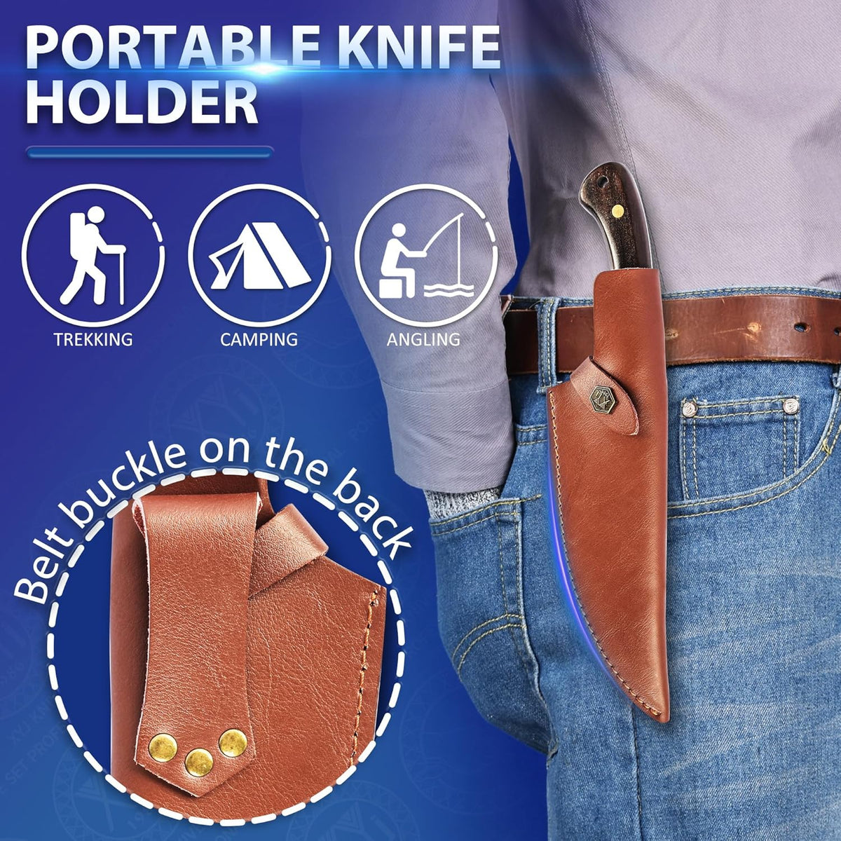 Leather Sheath For 6 Inch Boning Knife Edge Guards Blade Protector Cleaver Chef Knives Cover With Loop Belt For Outdoor Camping | Edge Guards Blade Protector, Cleaver Chef Knives Cover, Loop Belt, Outdoor Camping
