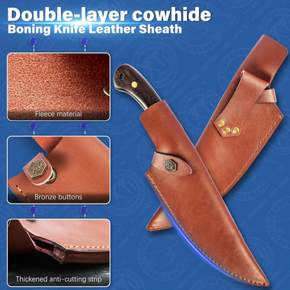 Leather Sheath For 6 Inch Boning Knife Edge Guards Blade Protector Cleaver Chef Knives Cover With Loop Belt For Outdoor Camping | Edge Guards Blade Protector, Cleaver Chef Knives Cover, Loop Belt, Outdoor Camping